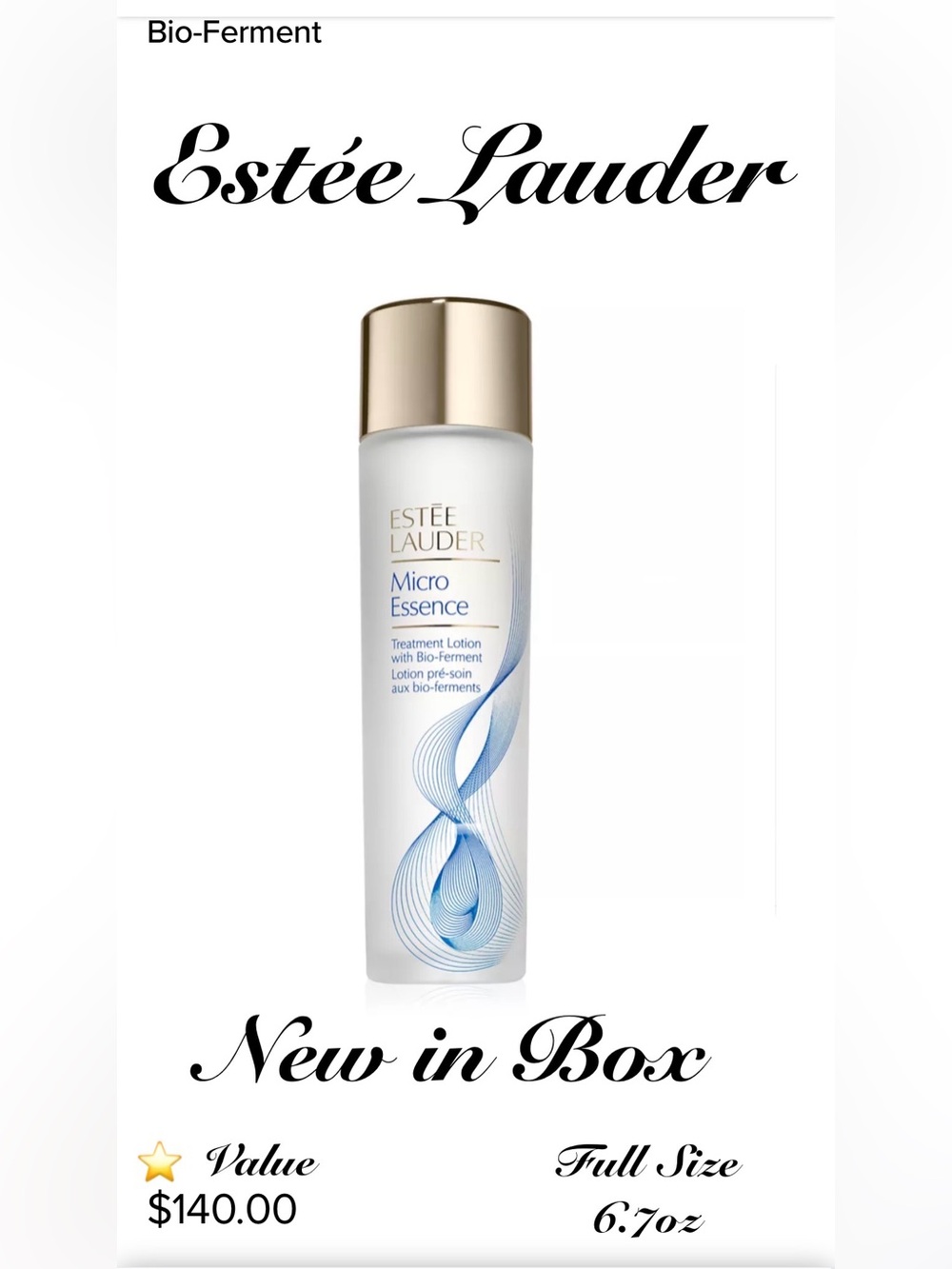 Estée Lauder Micro Essence Treatment Lotion Toner w/Bio-Ferment 6.7oz ~New~